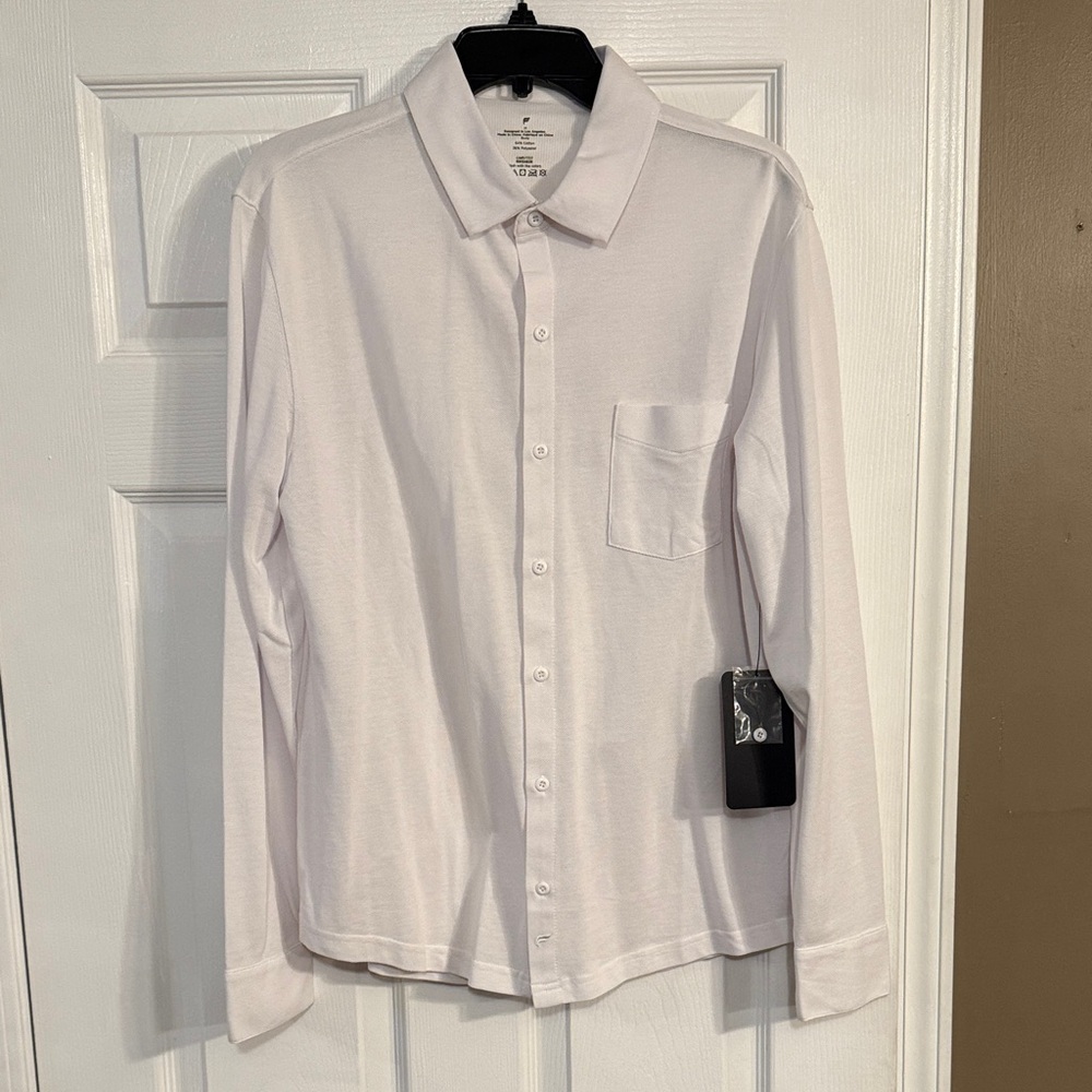 Fabletics Light Gray Button Down Shirt